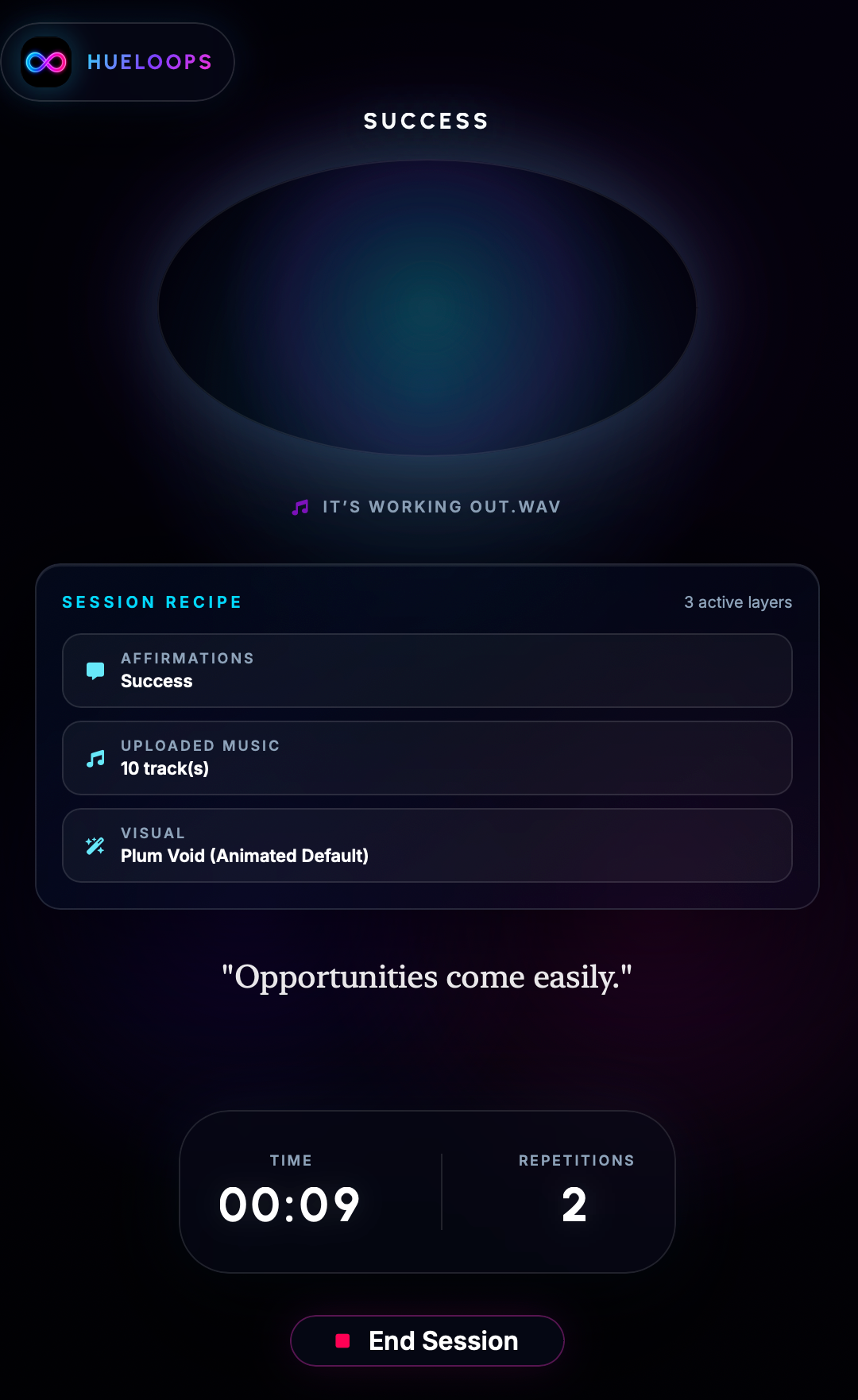 HueLoops active session screenshot